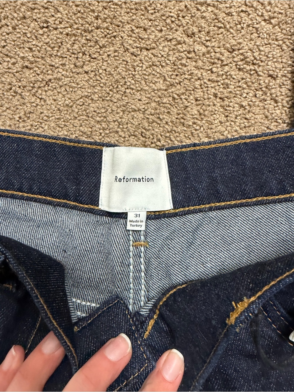 Reformation Straight-Leg Dark Blue Denim Jeans - Picture 3 of 6